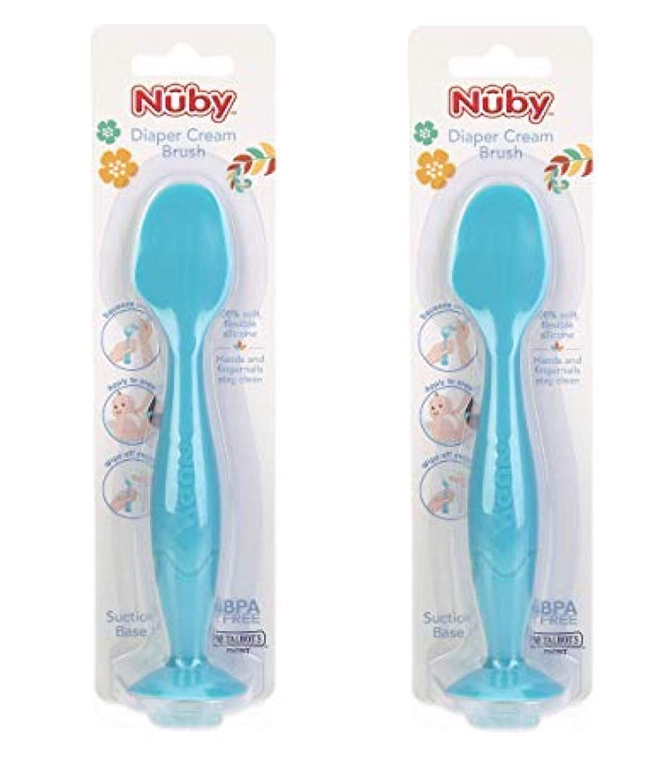 Nuby Silicone Diaper Cream Brush with Suction Base, Aqua