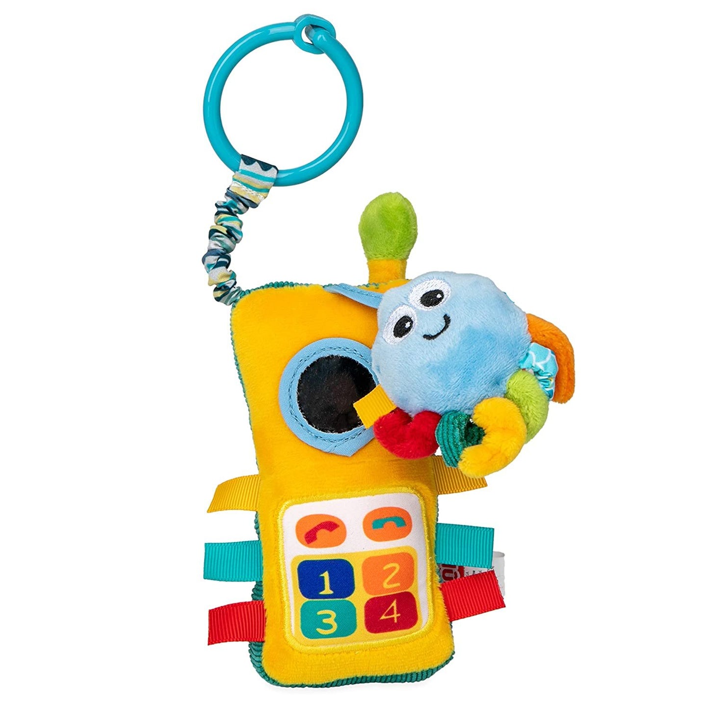 Nuby Plush Phone Pals Musical Hanging Toy with Connector Ring: 0M+, Multi