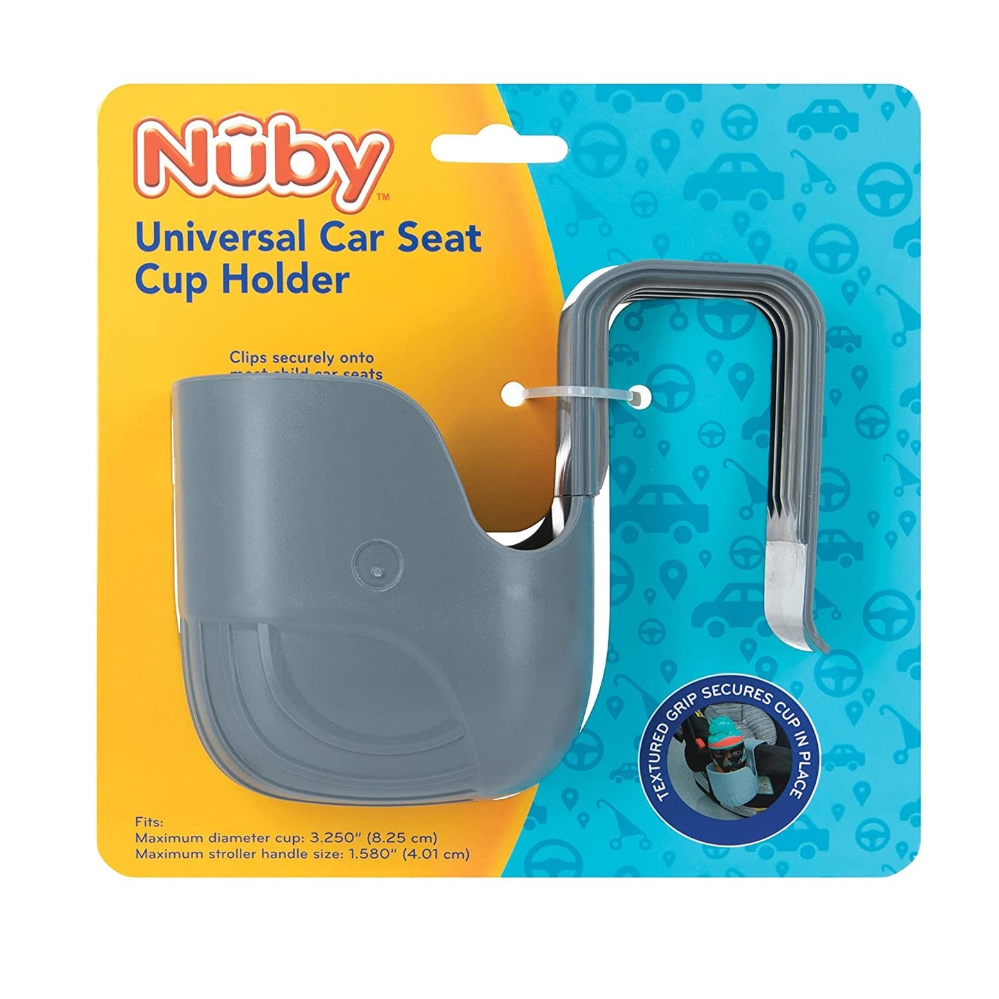 Nuby Universal Car Seat or Stroller Cup Holder- Grey, Fun Whale Character