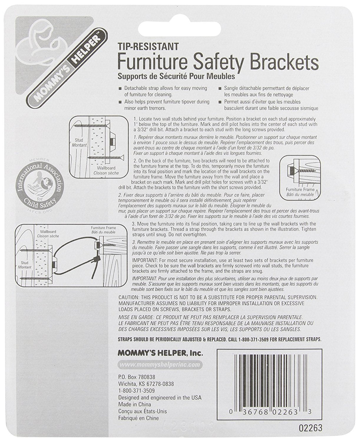 Mommy's Helper - Tip Resistant Furniture Safety Brackets, 3 Pack