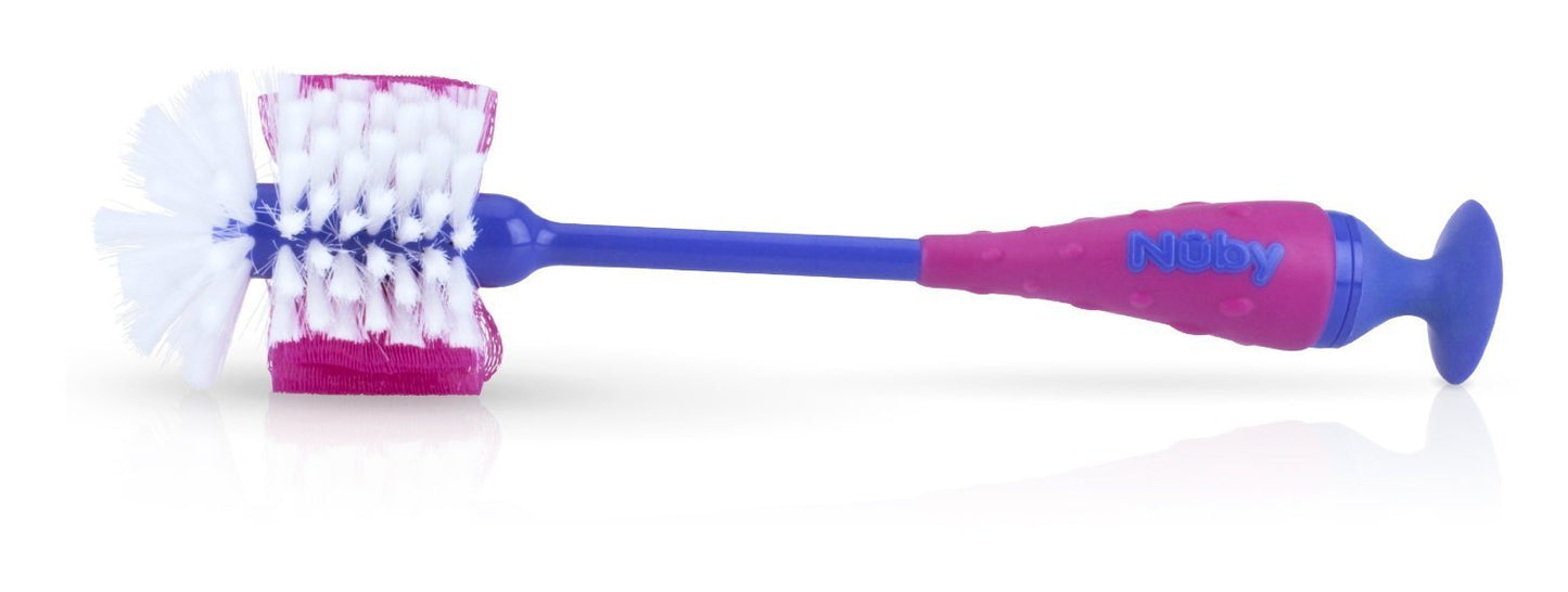 Nuby 2 in 1 Bottle and Nipple Cleaning Brush with Suction Base