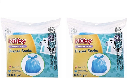Nuby Piece Disposable Diaper Sacks/Bags with Powder Scent, Blue (200 Count)