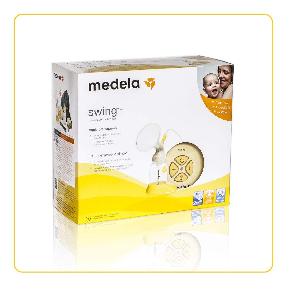 Medela, Swing, Single Electric Breast Pump, Compact and Lightweight Motor, 2-Phase Expression Technology, Convenient AC Adaptor or Battery Power, Single Pumping Kit, Easy to Use Vacuum Control