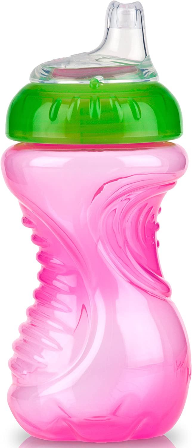 Nuby No-Spill Gripper Cup, Sippy Cup for Baby and Toddler, 10 Ounce, Colors May Vary, 5"