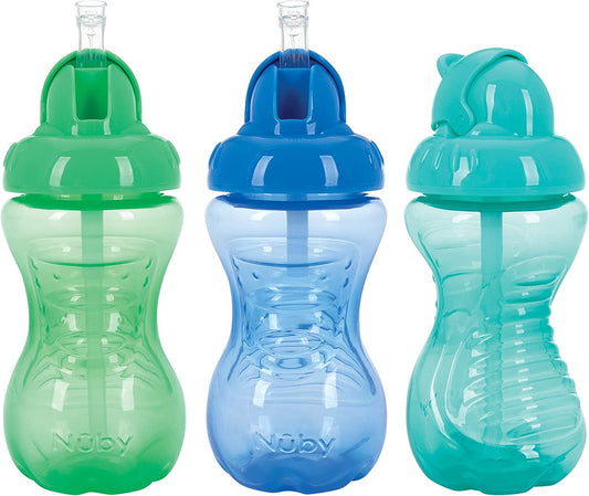 Nuby No-Spill Flip-It Cup, 10 Ounce, 3 Count Colors May Vary