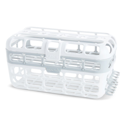 Munchkin High Capacity Deluxe Dishwasher Basket, Accommodates both Standard and Wide-Mouth Bottles, Includes Straw Rack, Large, Gray