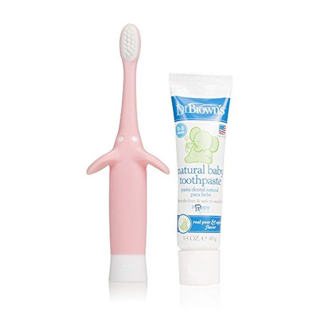 Dr. Brown's Infant-to-Toddler Toothbrush Set, 1.4 Ounce, Pink