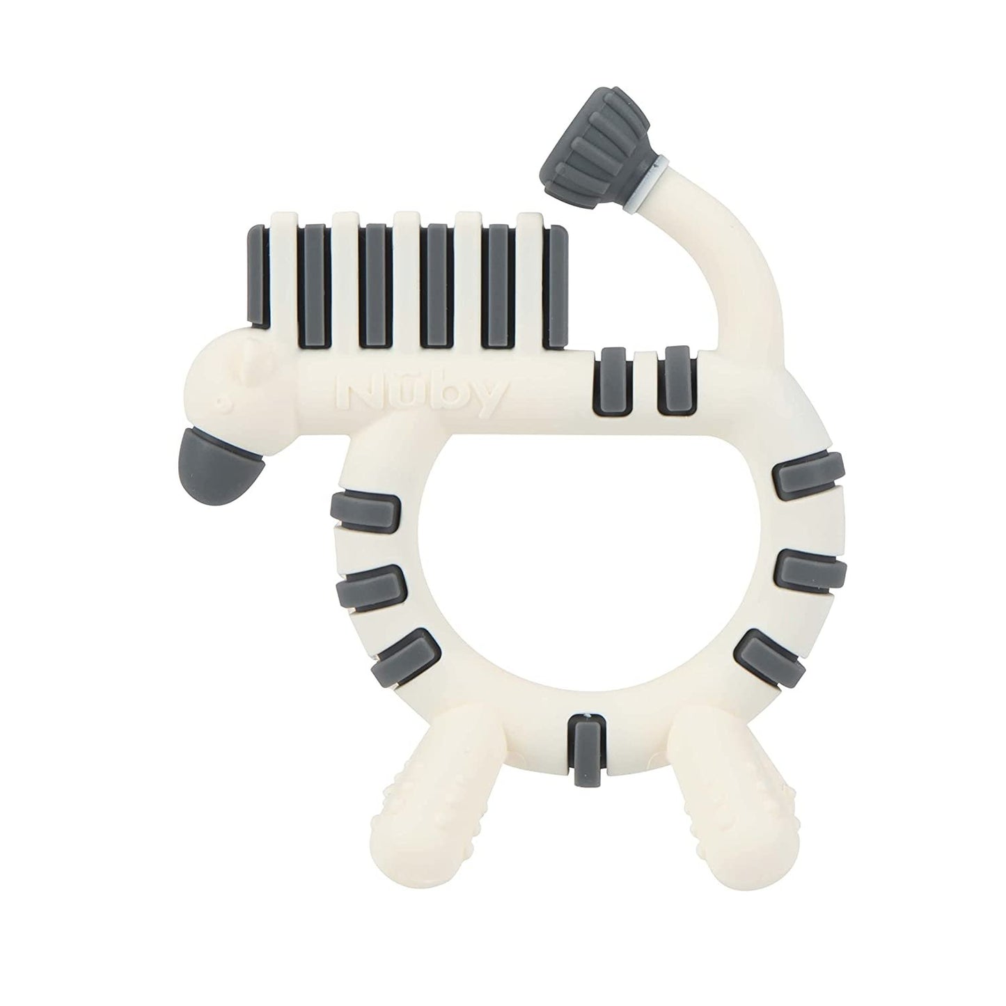 Nuby Geo Zoos Massaging Silicone Teether with Multiple Textures, 3m+, Zebra