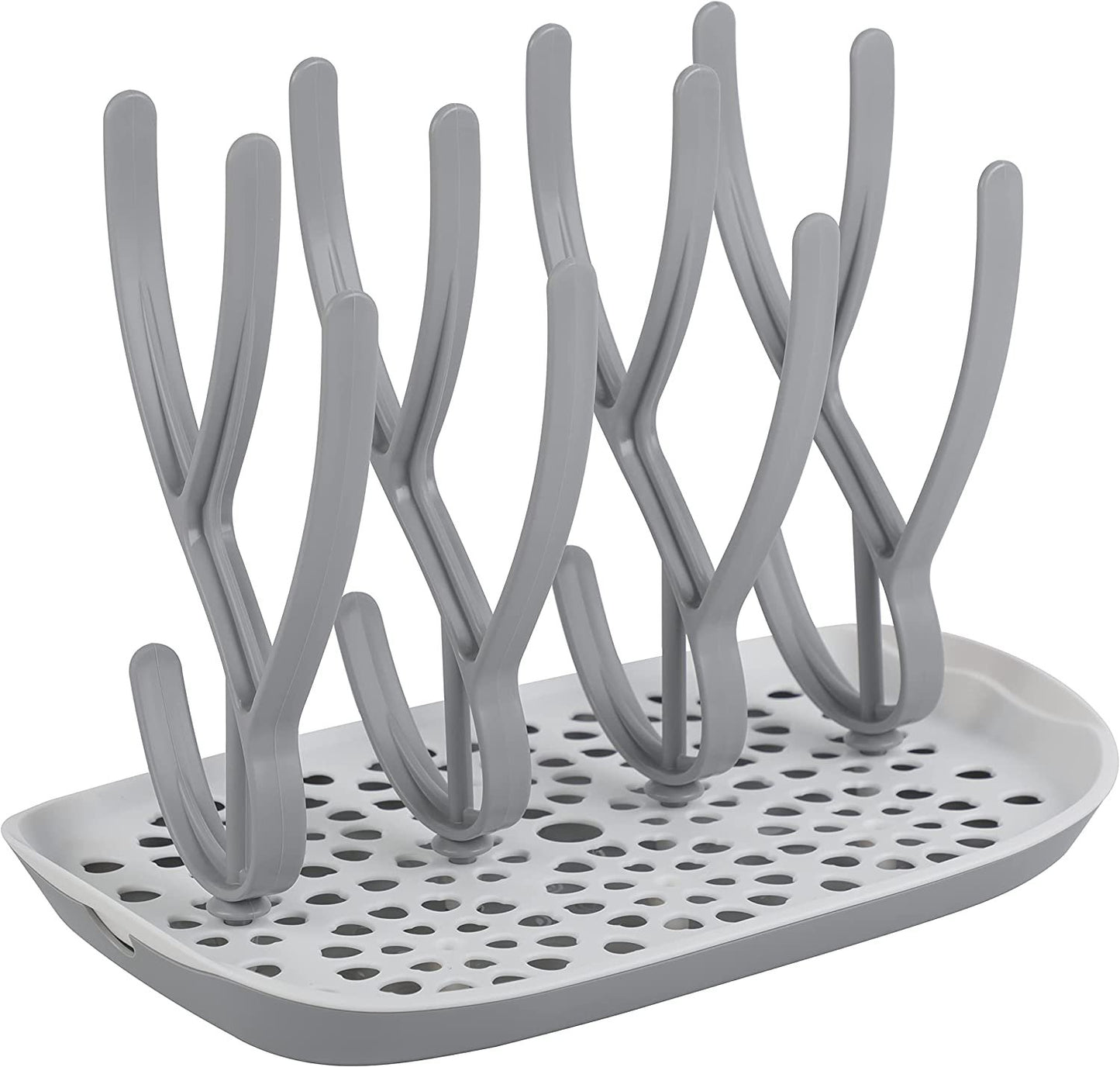 ToeZee Baby Bottle Drying Rack Space Saving Countertop Baby Bottle Holder, Drying Rack for Baby Bottles Accessories - Stores Up to 12 Bottles, Dishwasher Safe (Gray)