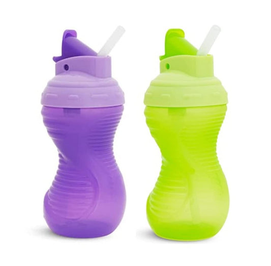 Munchkin Mighty Grip Flip Straw Cups 2-Pack, 10- Ounce (Colors Vary)
