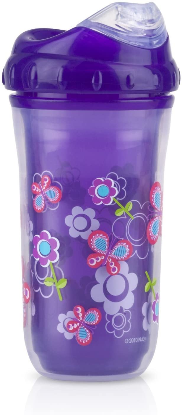 nuby no-spill insulated cool sipper, 9 ounce, colors may vary