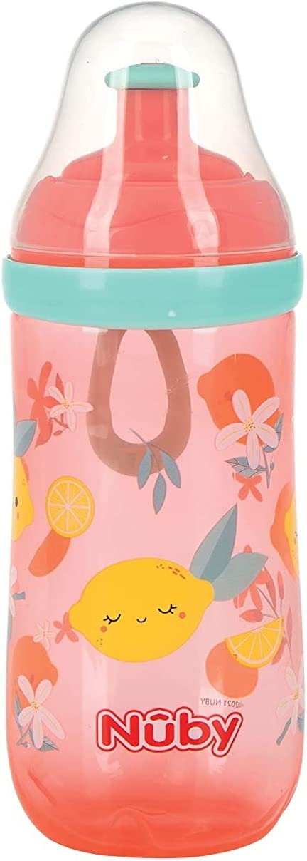 Nuby 2-Stage Busy Sipper Cup with No-Spill Silicone Spout and Free-Flow Pop-Up, 12 Ounce, 6m+