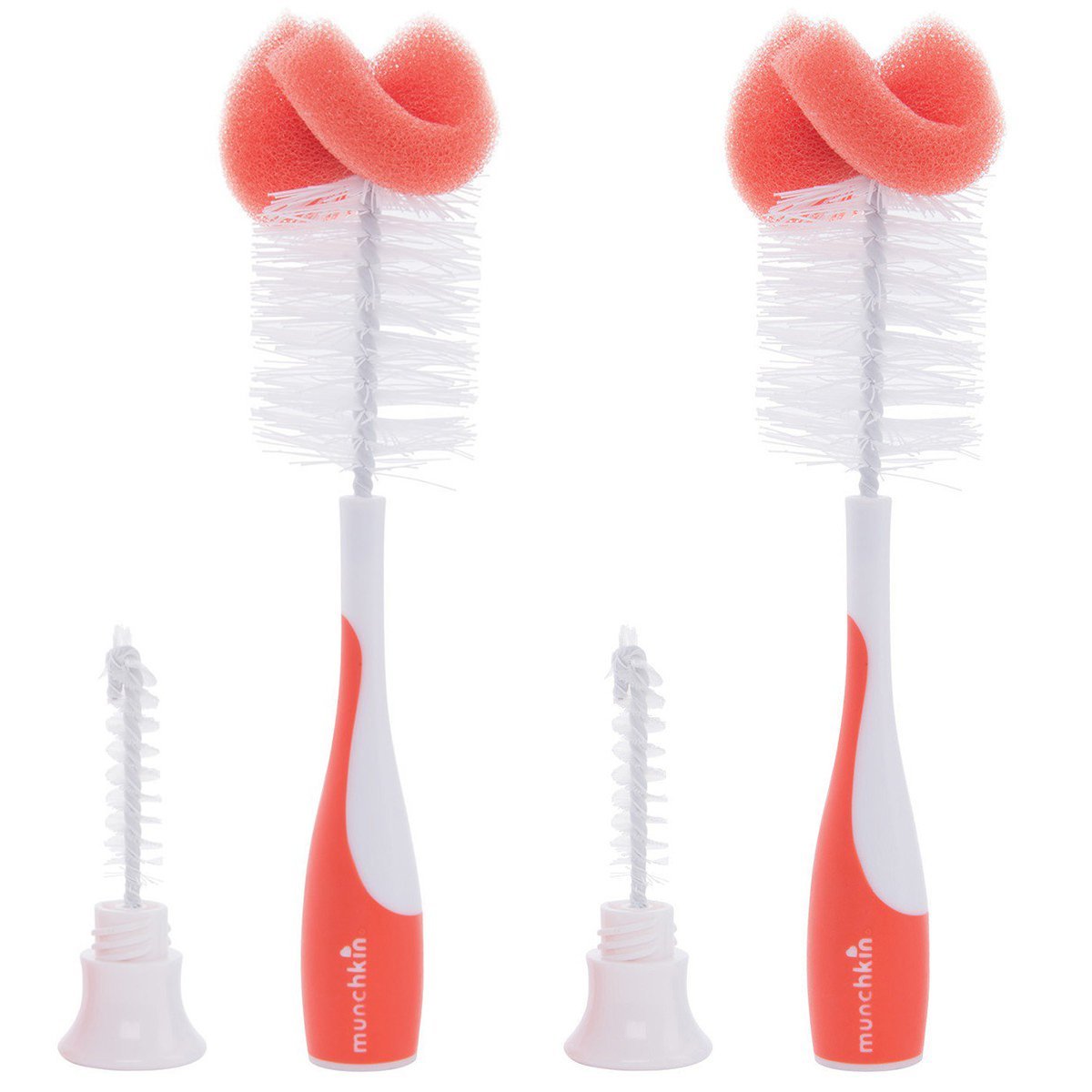 Munchkin Bottle & Nipple Brush - Coral/Coral - 2 Count