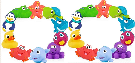 Nuby Little Squirts Fun Bath Toys, Assorted Characters (2 Pack, 20 Pieces)