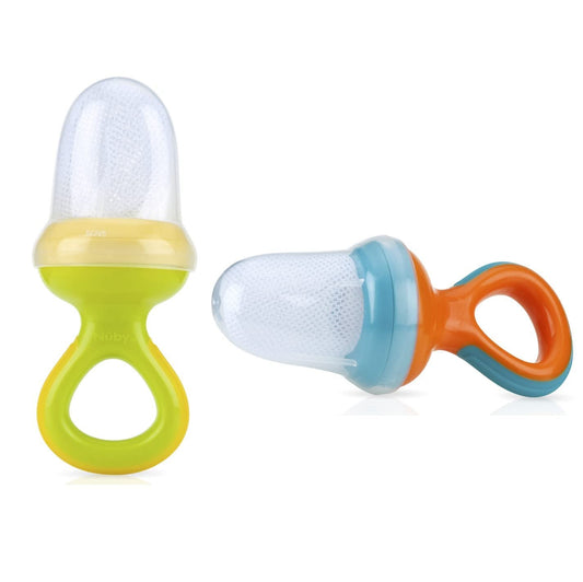 Nuby Nibbler Mesh First Soft Foods Feeder, 2pk, Orange/Green