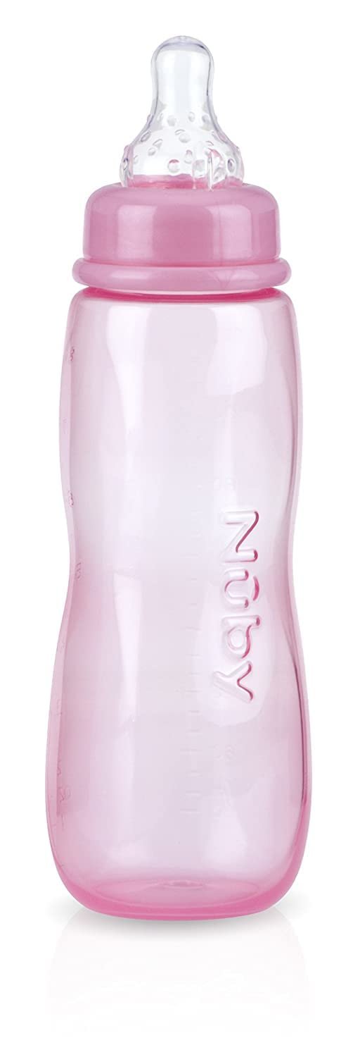 Nuby Standard Neck Tinted Bottle, 8 Ounce, Pink, 1 Pack