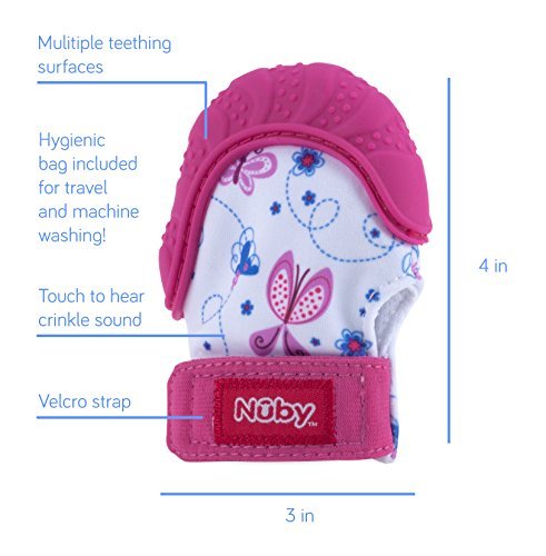 Nuby Happy Hands Teething Mitten 2 Pack - Pink