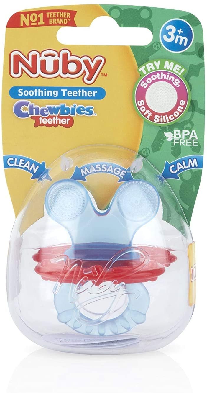 Nuby Chewbies Silicone Teether, Colors May Vary