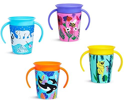 Munchkin Miracle 360 Wild Love Sippy Cup, 6 Ounce, 2 Pack, Polar Bear/Orca