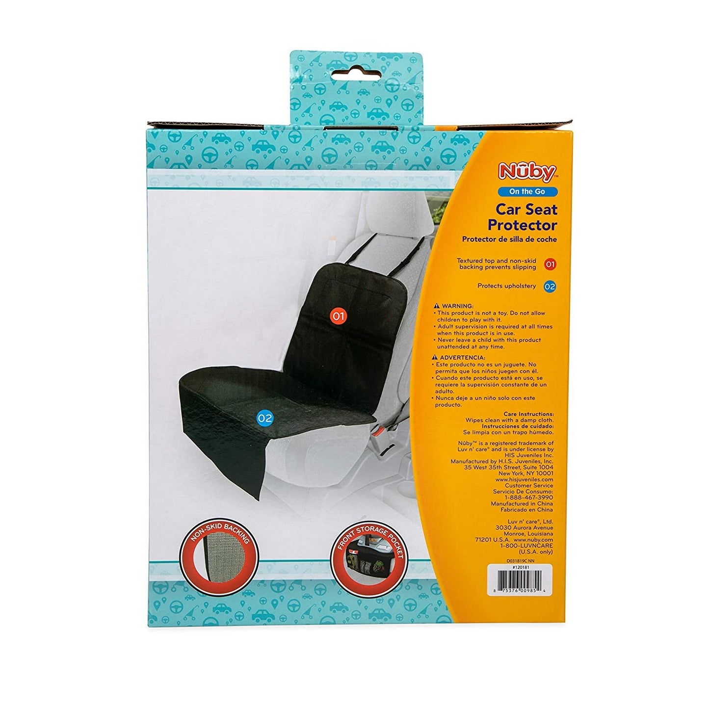 Nuby Deluxe Car Seat Protector, Black Mat for use Under Child's Car Seat