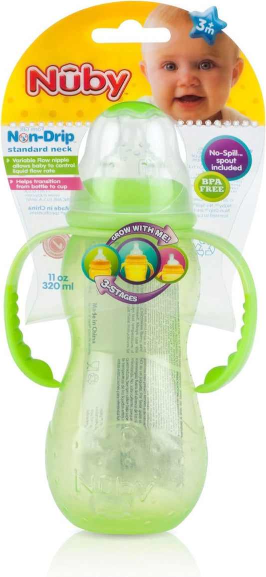 Nuby Non-Drip 3-Stage Grow Nurser, Colors May Vary, 11 Oz