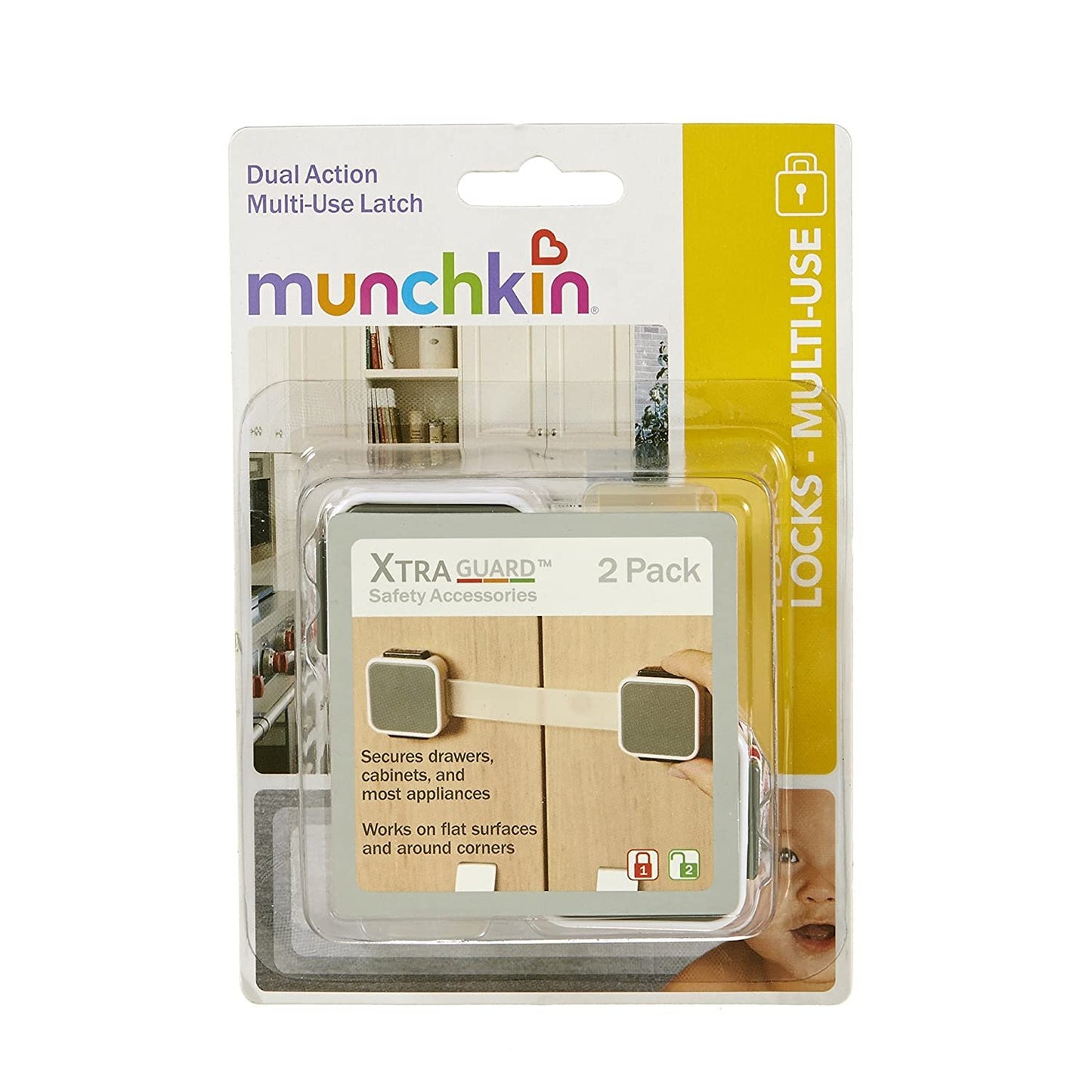 Munchkin XTRAGUARD 2 Count Dual Action Multi Use Latches (Pack of 2)
