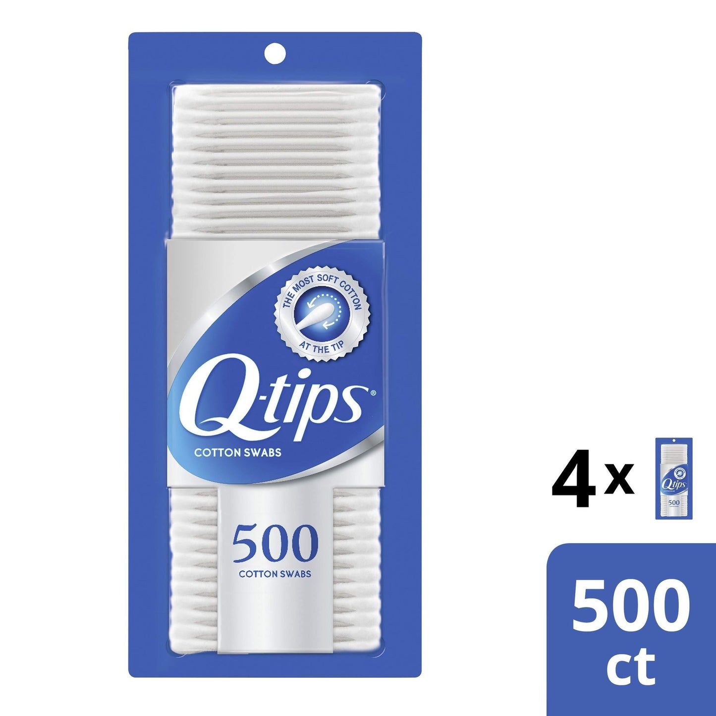 Q-Tips Swabs Cotton, 500 Count Pack of 4
