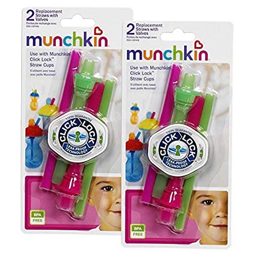 Munchkin Click Lock Replacement Straws with Valves - 2 pk - Assorted Colors