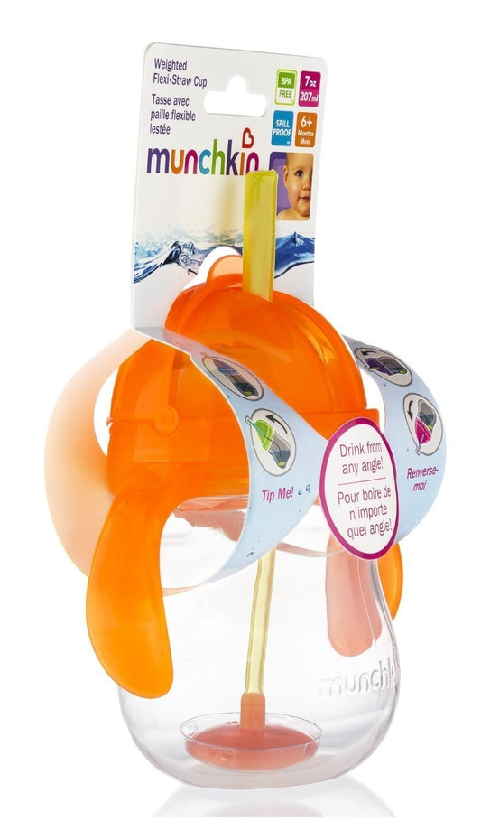 Munchkin Click Lock 7-Ounce Weighted Straw Flexi Cup Orange