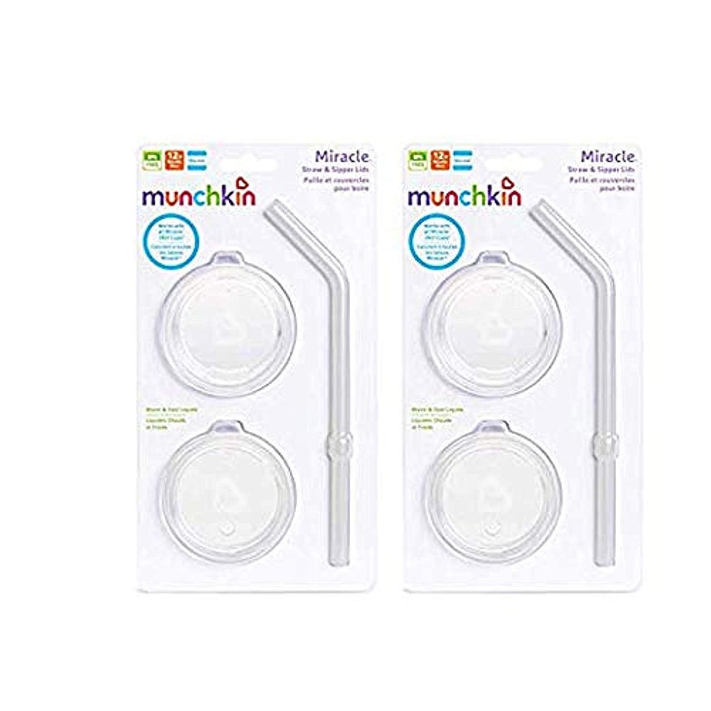 Munchkin Sippy and Straw Lids for Miracle 360 Cups, 3 Piece Set 2 Pack