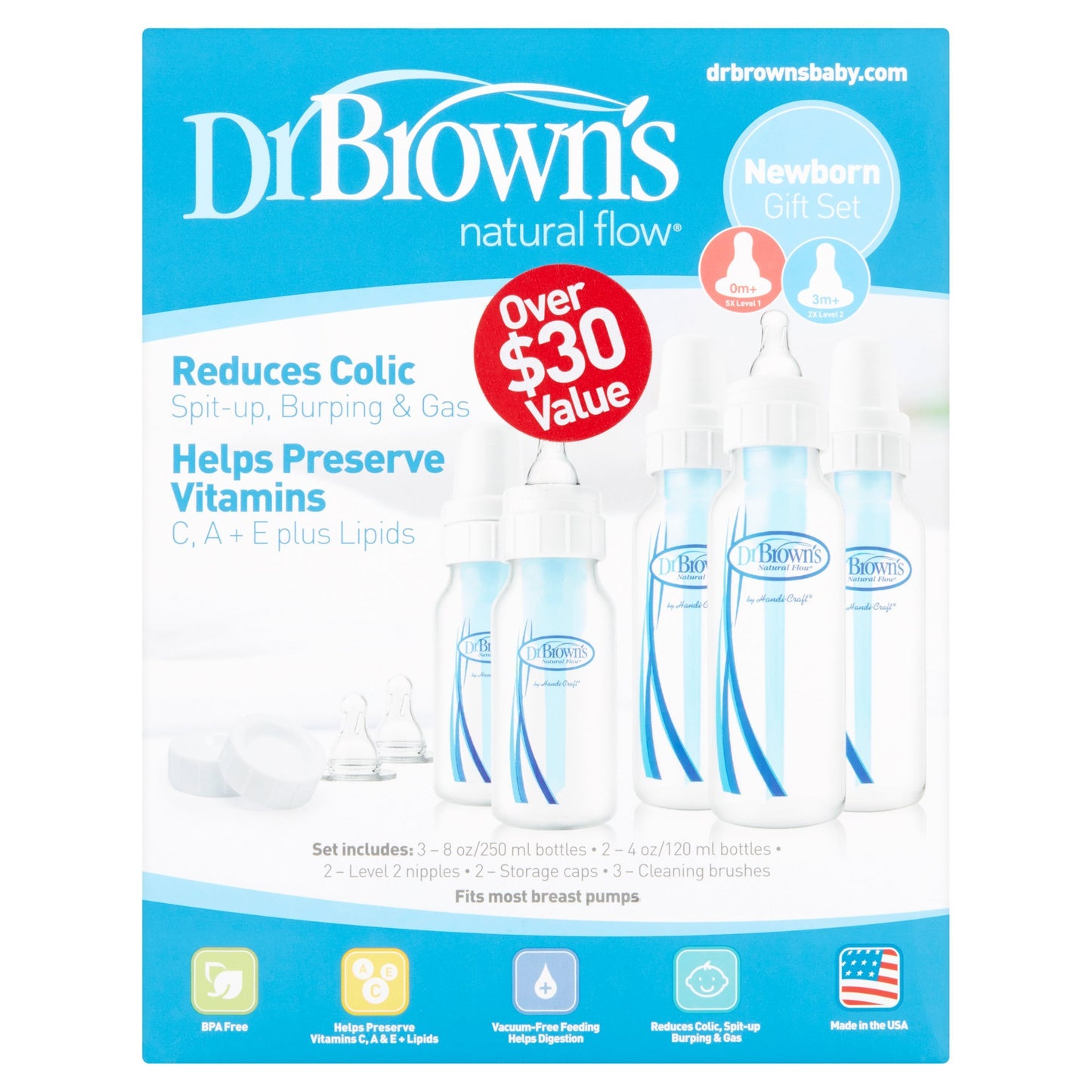 Dr. Brown's Natural Flow Bottles 5-Pack Set - white, one size
