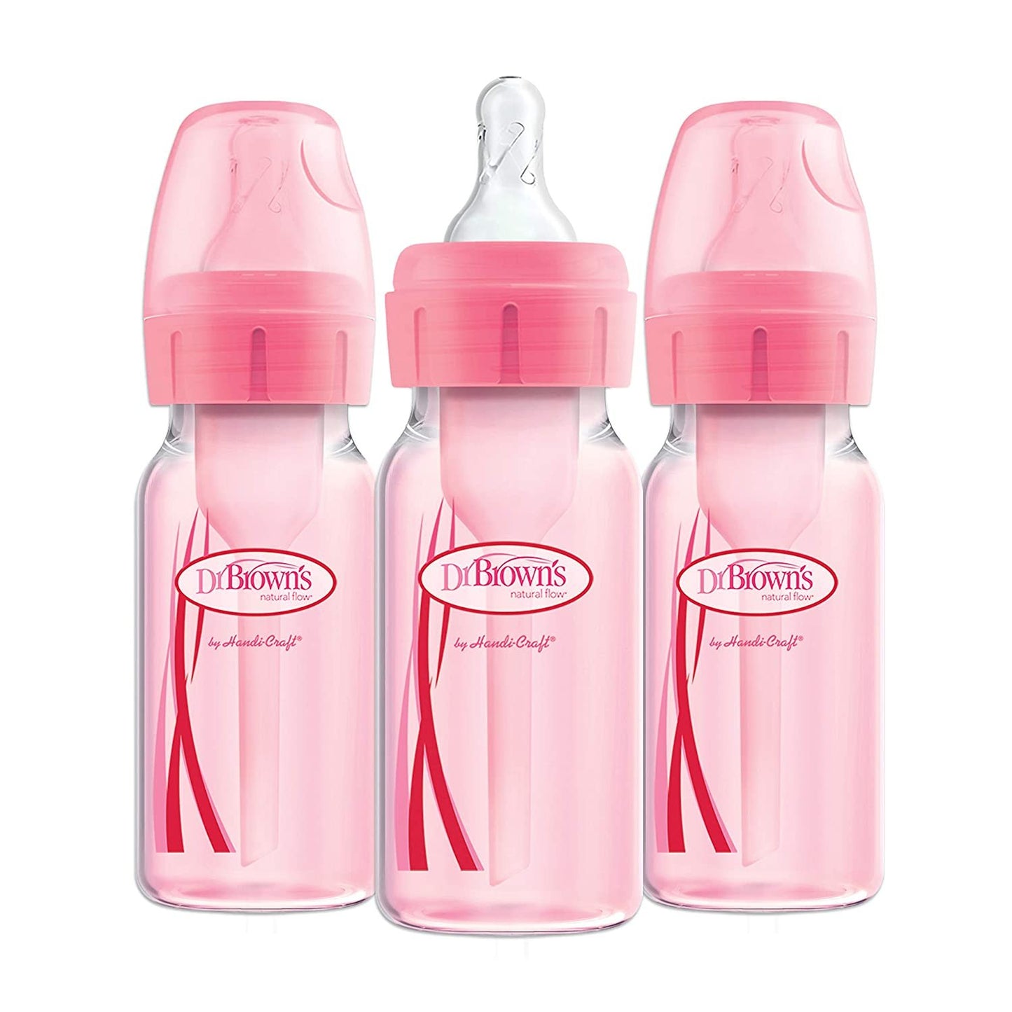 Dr. Brown's Options+ Baby Bottles, 4 Ounce, Pink, 3 Count
