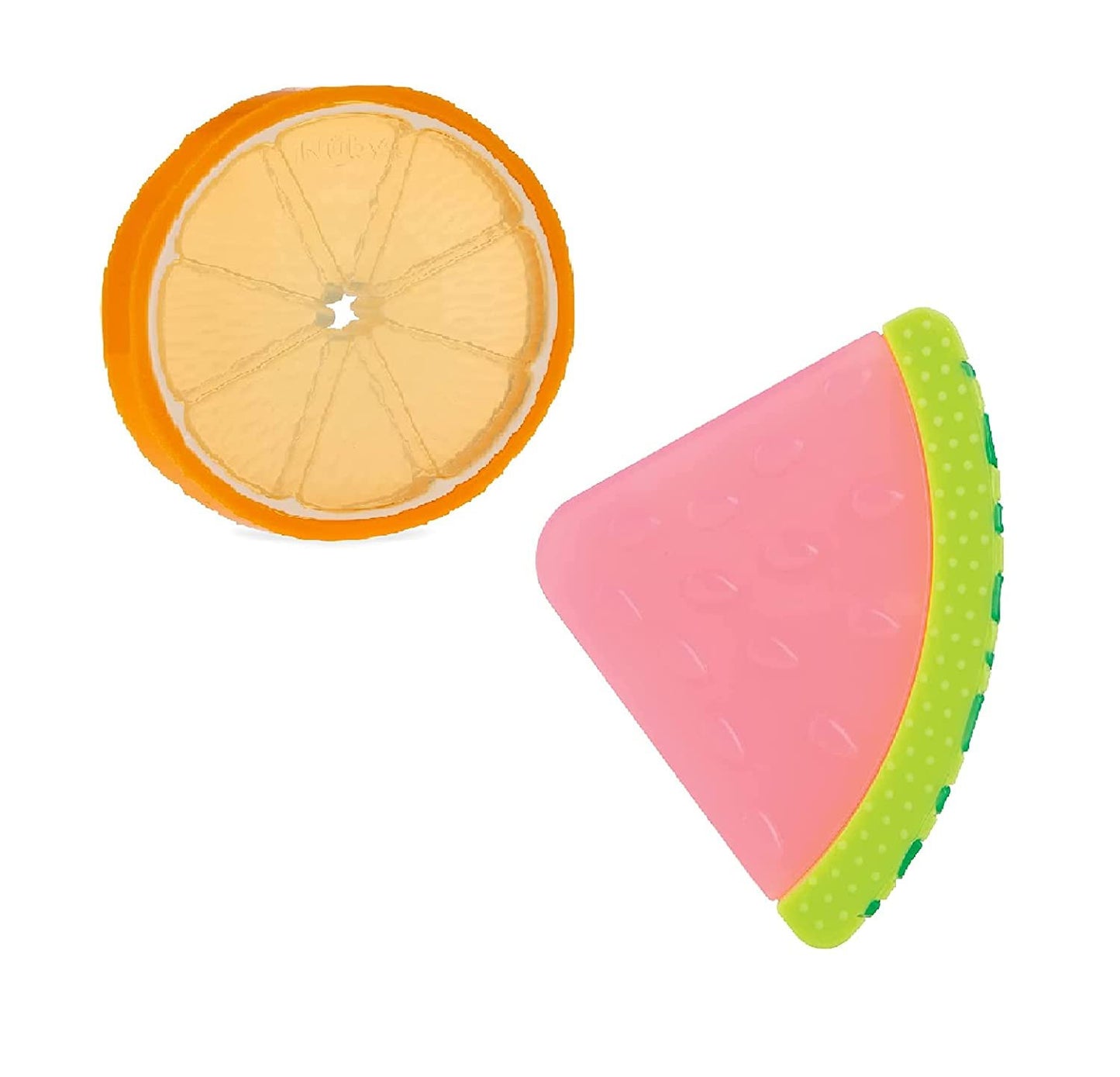 Nuby 100% Silicone Fruit Teether, 3M+, Orange & Watermelon