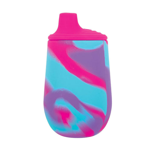 Nuby Silicone Tie-dye First Training Cup with Free Flow Soft Spout - 6oz, 6+ Months, Pink/Purple