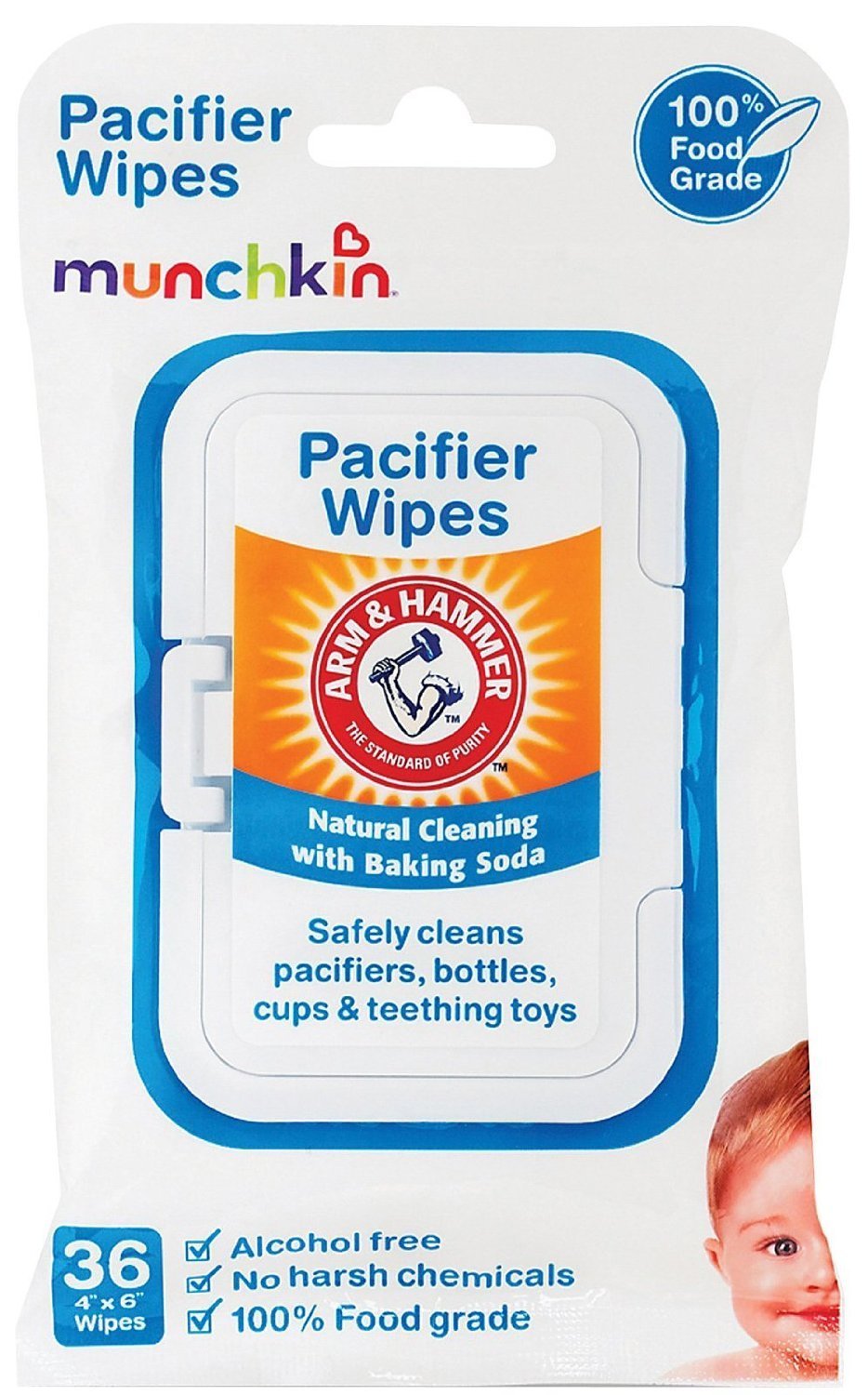 Munchkin Arm & Hammer Pacifier Wipes - 4 Packs of 36 Wipes Total 144 Count
