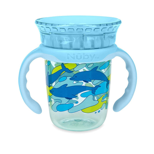 Luv N Care/NUBY Nuby 360 Edge 2 Stage Drinking Rim Cup with Removable Handles & hygienic Cover: 8 Oz/ 240 Ml, 12M+, Red (80660)