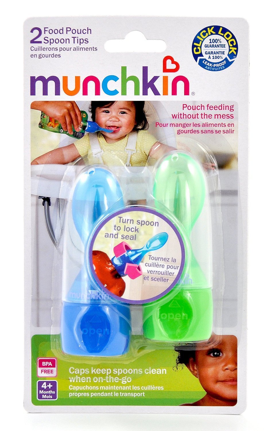 Munchkin Click Lock Food Pouch Spoon Tips 1 Pack Of 2 Count
