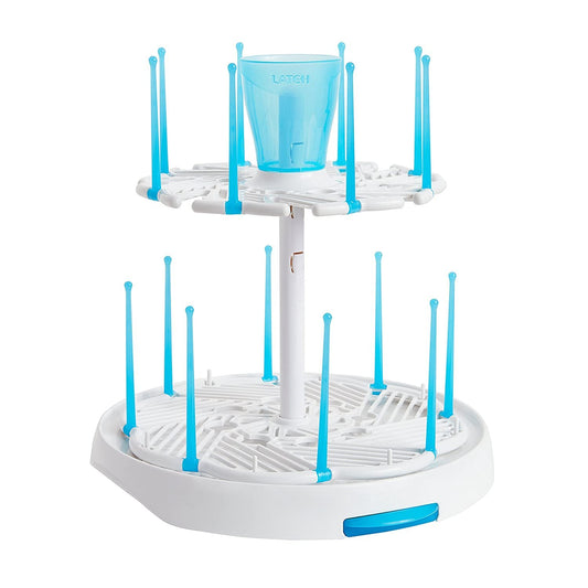 Munchkin Latch Spinning Sippy Cup and Baby Bottle Drying Rack White and Blue
