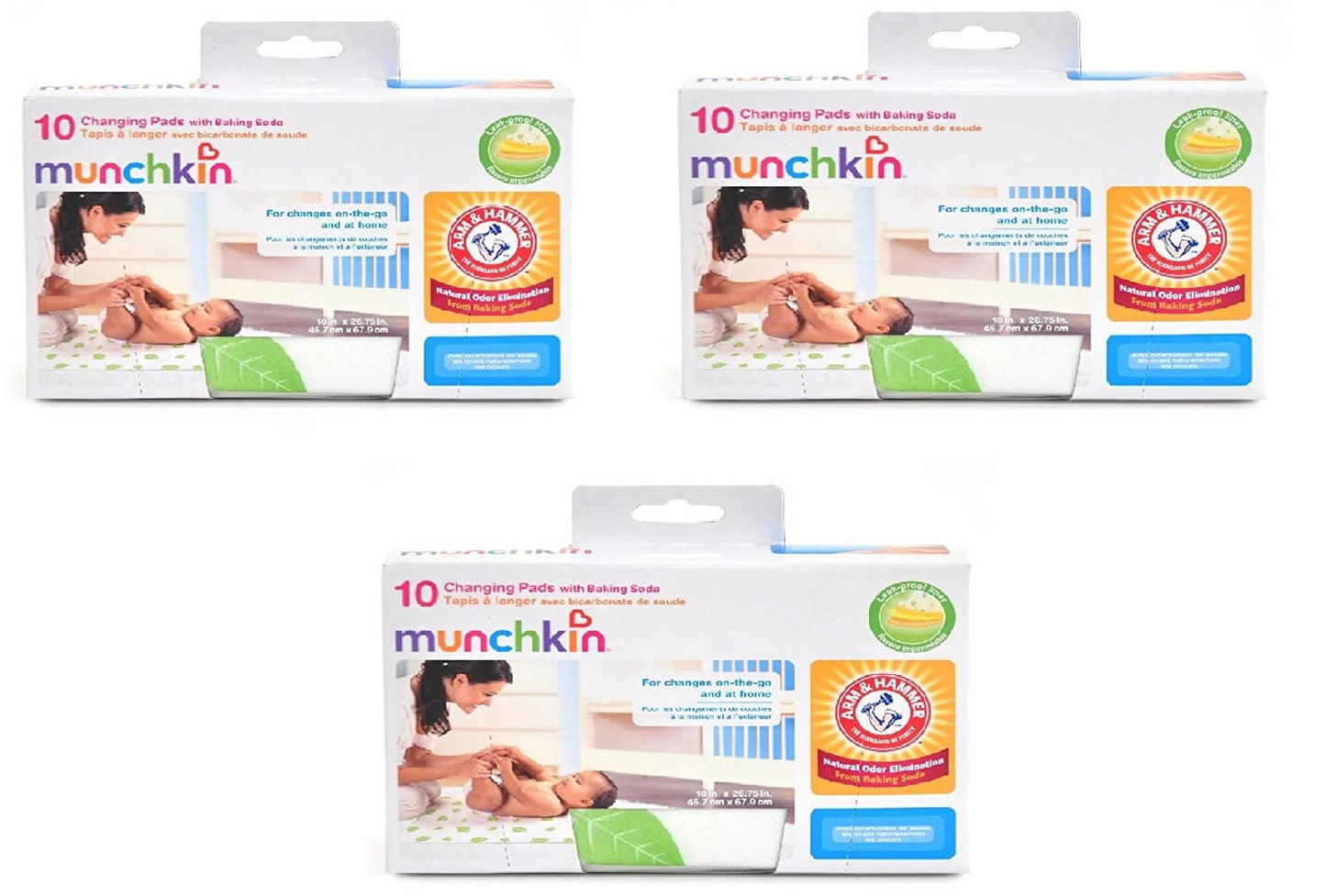 Munchkin Arm & Hammer Disposable Changing Pad - 10 Pack (Pack of 3)