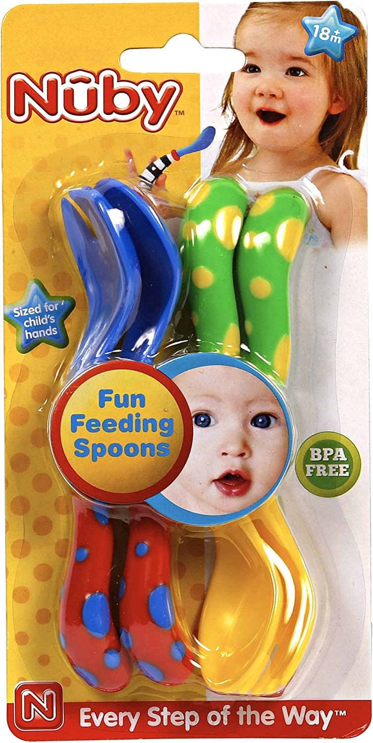 Nuby Fun Feeding Spoons & Forks 2-Pack (one size, Yellow/Blue)