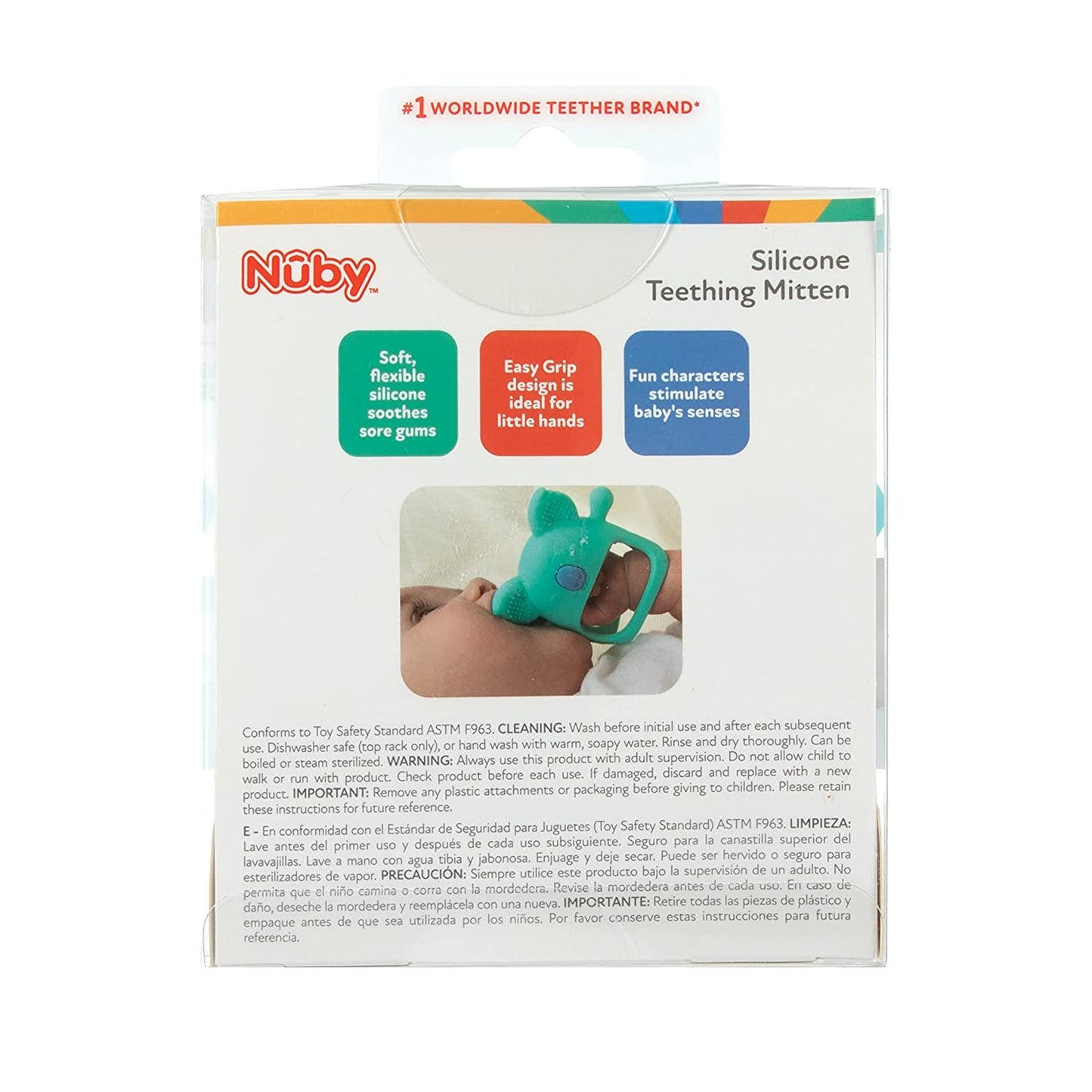 Nuby Silicone Wrist Grip Teething Mitten - 3+ Months