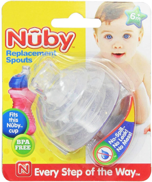 Nuby 5 Packs 10 Count Super Spout No Spill Replacement Spouts, Clear