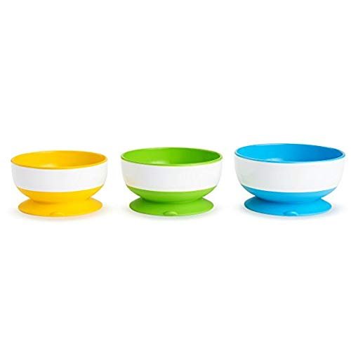 Munchkin 3 Count Stay Put Suction Bowl (Pack of 2), Multicolored