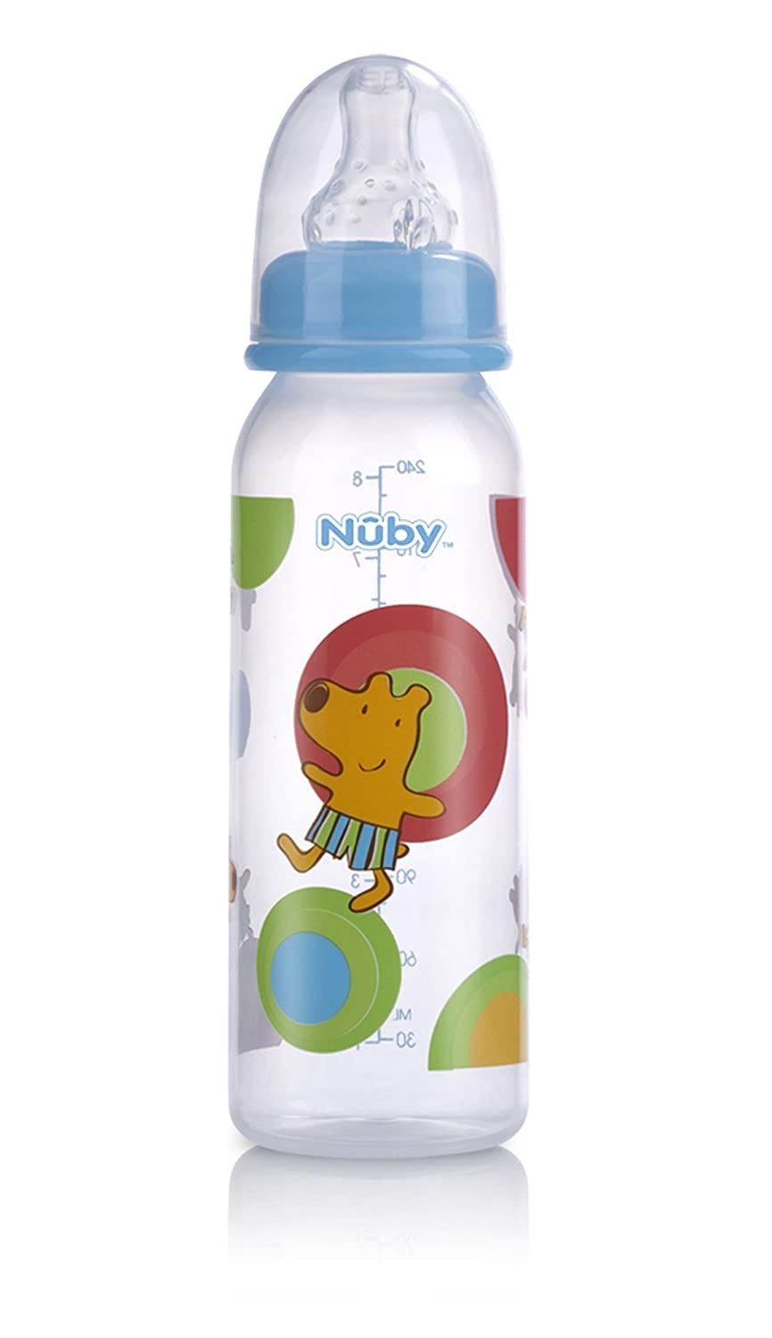 Nuby Printed Non Drip Standard Bottle, Colors May Vary, 2 Count