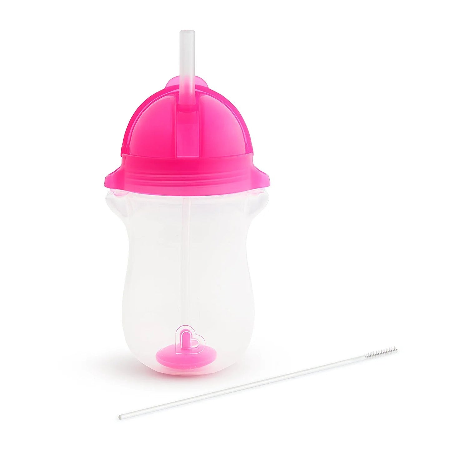 Munchkin Any Angle Weighted Toddler Straw Cup with Click Lock Lid, 10 Ounce, 2 Count, Pink/Purple