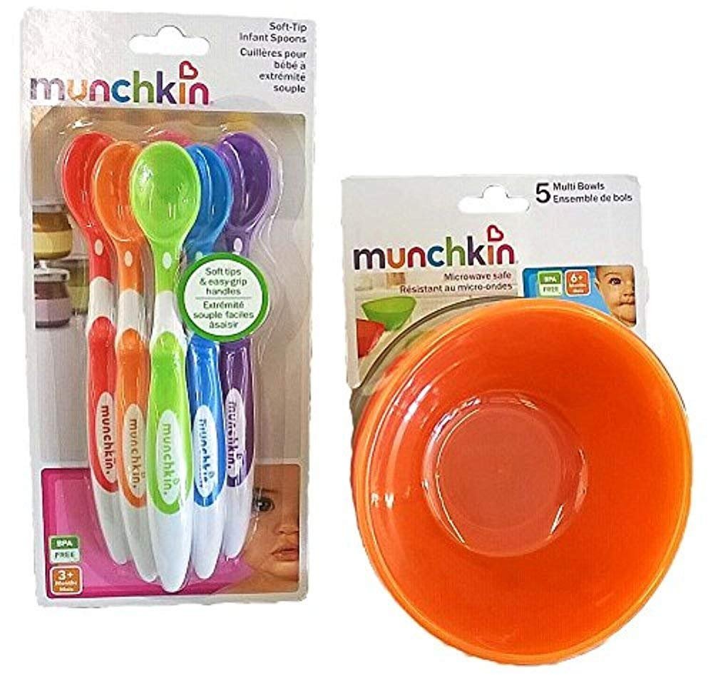 Munchkin 5 Pack Bowl and 6 Pack Spoon Set for Baby/Toddler