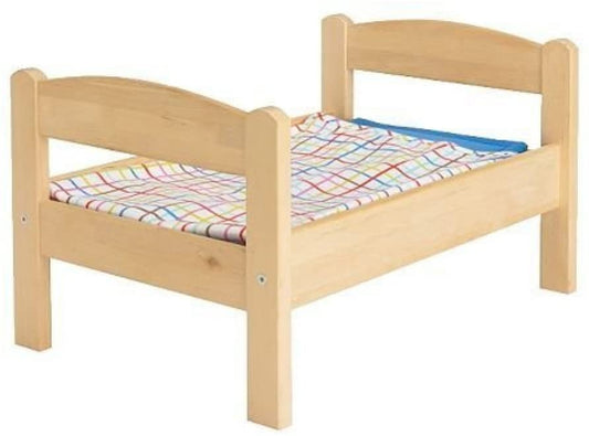 IKEA Duktig Doll Bed with Bedlinen Set, Pine, Multicolor