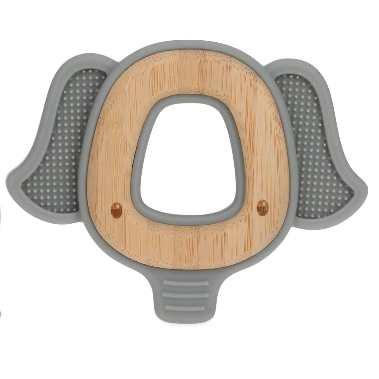 Luv N Care/NUBY Nuby Natural Wood & Silicone Teether: Elephant, 3M+, Gray 80802