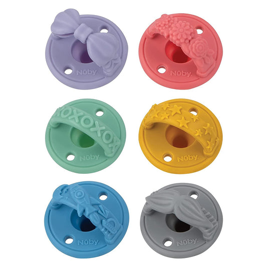 Nuby 2 Pack Silicone Pacifier with Natural Cherry Shaped Nipple - 0+ Months, 2 Pack, Colors May Vary