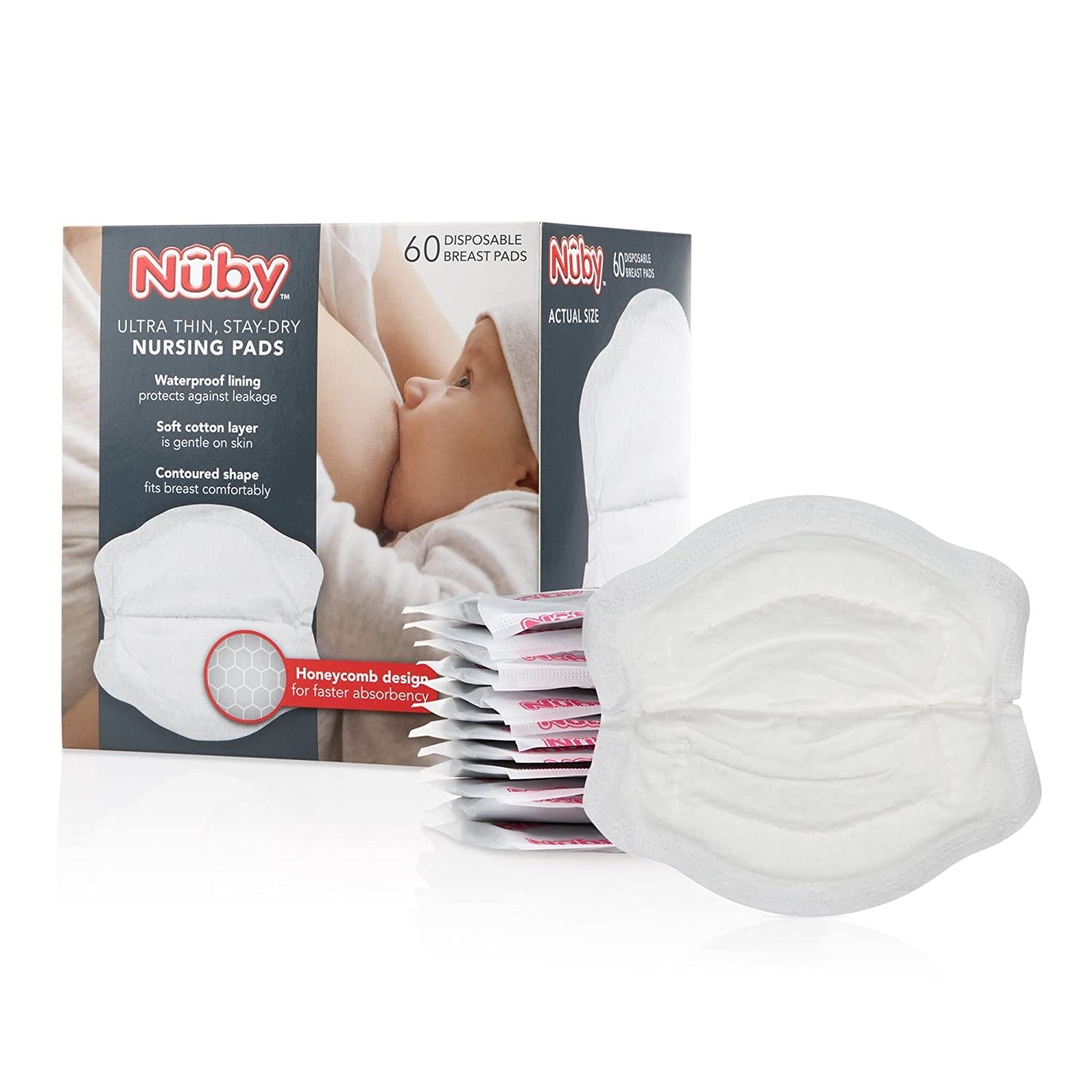 Nuby Stay-Dry Disposable Breast Pads, Honeycomb, Ultra-Thin